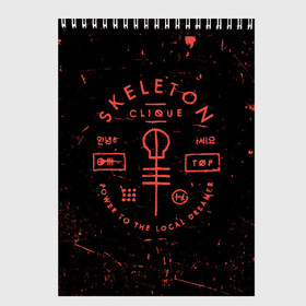 Скетчбук с принтом TOP - Skeleton Clique в Кировске, 100% бумага
 | 48 листов, плотность листов — 100 г/м2, плотность картонной обложки — 250 г/м2. Листы скреплены сверху удобной пружинной спиралью | band | best | blurry | face | indie | logo | music | one | pilots | pop | regional | rock | symbol | top | trench | twenty | vessel | группа | инди | лого | логотип | музыка | пилоты | поп | рок | символ | топ | тренч