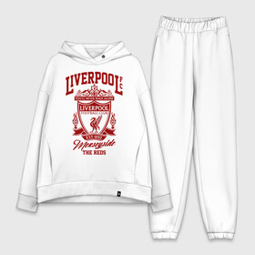 Женский костюм хлопок Oversize с принтом Ливерпуль в Кировске,  |  | anfield | liverpool | liverpool fc | the reds | you ll never walk a | клубная | красные | ливерпуль | мерсисайдцы | фанатская | футбольная | футбольный клуб | футбольный клуб ливерпуль | энфилд