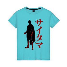 Женская футболка хлопок с принтом Сайтама в Кировске, 100% хлопок | прямой крой, круглый вырез горловины, длина до линии бедер, слегка спущенное плечо | ok hero | one | punchm anime | saitama | аниме | ванпанч