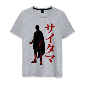 Мужская футболка хлопок с принтом Сайтама в Кировске, 100% хлопок | прямой крой, круглый вырез горловины, длина до линии бедер, слегка спущенное плечо. | Тематика изображения на принте: ok hero | one | punchm anime | saitama | аниме | ванпанч