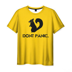 Мужская футболка 3D с принтом Dont Panic. в Кировске, 100% полиэфир | прямой крой, круглый вырез горловины, длина до линии бедер | dont panic | белка | енот | скунс