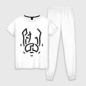 Женская пижама хлопок с принтом Pitbull в Кировске, 100% хлопок | брюки и футболка прямого кроя, без карманов, на брюках мягкая резинка на поясе и по низу штанин | pitbull | пес | питбуль | собака | стаф