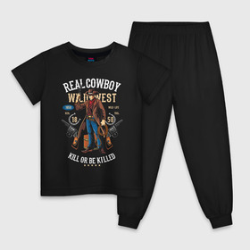 Детская пижама хлопок с принтом Red Dead Redemption в Кировске, 100% хлопок |  брюки и футболка прямого кроя, без карманов, на брюках мягкая резинка на поясе и по низу штанин
 | вестерн | ковбой | револьвер