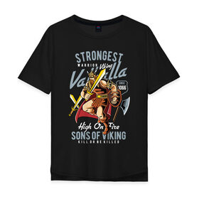 Мужская футболка хлопок Oversize с принтом Викинг в Кировске, 100% хлопок | свободный крой, круглый ворот, “спинка” длиннее передней части | valhalla | vikings | вальгалла | викинг | викинги