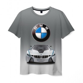 Мужская футболка 3D с принтом BMW Vision в Кировске, 100% полиэфир | прямой крой, круглый вырез горловины, длина до линии бедер | Тематика изображения на принте: bmw | car | germany | motorsport | sports car | автомобиль | автоспорт | бмв | германия | спорткар