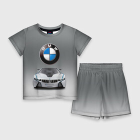 Детский костюм с шортами 3D с принтом BMW Vision в Кировске,  |  | Тематика изображения на принте: bmw | car | germany | motorsport | sports car | автомобиль | автоспорт | бмв | германия | спорткар