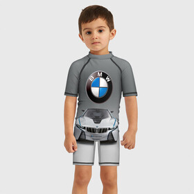 Детский купальный костюм 3D с принтом BMW Vision в Кировске, Полиэстер 85%, Спандекс 15% | застежка на молнии на спине | bmw | car | germany | motorsport | sports car | автомобиль | автоспорт | бмв | германия | спорткар