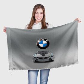 Флаг 3D с принтом BMW Vision в Кировске, 100% полиэстер | плотность ткани — 95 г/м2, размер — 67 х 109 см. Принт наносится с одной стороны | bmw | car | germany | motorsport | sports car | автомобиль | автоспорт | бмв | германия | спорткар