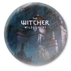 Значок с принтом The Witcher 3: Wild Hunt в Кировске,  металл | круглая форма, металлическая застежка в виде булавки | 