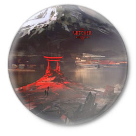 Значок с принтом The Witcher 3: Wild Hunt в Кировске,  металл | круглая форма, металлическая застежка в виде булавки | 