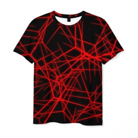 Мужская футболка 3D с принтом Abstract Lines в Кировске, 100% полиэфир | прямой крой, круглый вырез горловины, длина до линии бедер | abstract | line | абстрактные | абстракция | линии | неон | узор