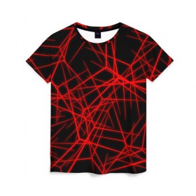 Женская футболка 3D с принтом Abstract Lines в Кировске, 100% полиэфир ( синтетическое хлопкоподобное полотно) | прямой крой, круглый вырез горловины, длина до линии бедер | abstract | line | абстрактные | абстракция | линии | неон | узор