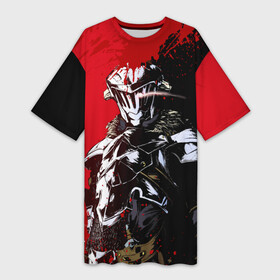 Платье-футболка 3D с принтом Goblin Slayer red and black в Кировске,  |  | Тематика изображения на принте: ahegao | anime | armor | blood | goblin | knight | manga | slayer | аниме | ахегао | гоблин | гоблинов | гоблины | доспехи | жрица | кровища | кровь | манга | мульт | мультик | ранобэ | рыцарь | сериал