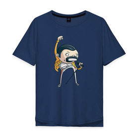 Мужская футболка хлопок Oversize с принтом Freddie Mercury в Кировске, 100% хлопок | свободный крой, круглый ворот, “спинка” длиннее передней части | queen | фредди меркьюри