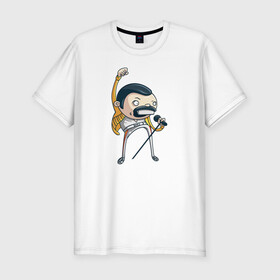 Мужская футболка хлопок Slim с принтом Freddie Mercury в Кировске, 92% хлопок, 8% лайкра | приталенный силуэт, круглый вырез ворота, длина до линии бедра, короткий рукав | queen | фредди меркьюри