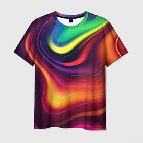 Мужская футболка 3D с принтом Крутые цвета в Кировске, 100% полиэфир | прямой крой, круглый вырез горловины, длина до линии бедер | градиент | крутые цвета | переход цветов | текстура