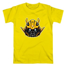Мужская футболка хлопок с принтом Bumblebee в Кировске, 100% хлопок | прямой крой, круглый вырез горловины, длина до линии бедер, слегка спущенное плечо. | бамблби | робот | трансформеры