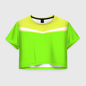 Женская футболка Cropp-top с принтом Угол зеленый в Кировске, 100% полиэстер | круглая горловина, длина футболки до линии талии, рукава с отворотами | кислотные костюмы | кислотные цвета | неон | флуоресцентные принты