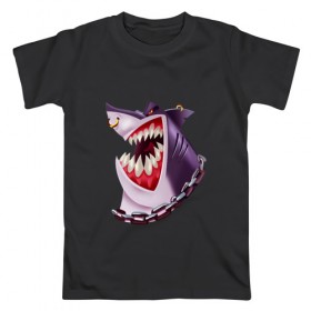 Мужская футболка хлопок с принтом Акула в Кировске, 100% хлопок | прямой крой, круглый вырез горловины, длина до линии бедер, слегка спущенное плечо. | shark | акула | головарыбы | клыки | пирсинг | рыба | хищник | цепь