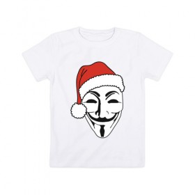 Детская футболка хлопок с принтом New Year Anonymous в Кировске, 100% хлопок | круглый вырез горловины, полуприлегающий силуэт, длина до линии бедер | 
