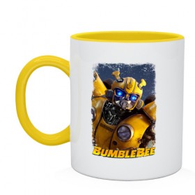 Кружка двухцветная с принтом BumbleBee в Кировске, керамика | объем — 330 мл, диаметр — 80 мм. Цветная ручка и кайма сверху, в некоторых цветах — вся внутренняя часть | Тематика изображения на принте: adventure | alien | bumblebee | car | film | movie | night | paramount pictures | robot | sky | soldier | stars | transformer | transformers | year | бамблби | год | звезды | машина | небо | ночь | пришелец | пчела | трансформер | трансф