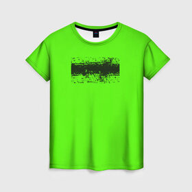 Женская футболка 3D с принтом Гранж зеленый в Кировске, 100% полиэфир ( синтетическое хлопкоподобное полотно) | прямой крой, круглый вырез горловины, длина до линии бедер | кислотные костюмы | кислотные цвета | неон | флуоресцентные принты