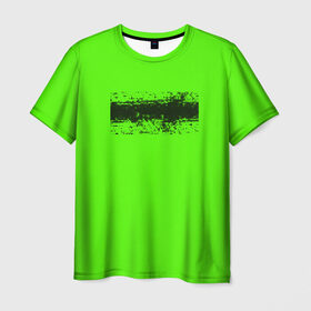 Мужская футболка 3D с принтом Гранж зеленый в Кировске, 100% полиэфир | прямой крой, круглый вырез горловины, длина до линии бедер | Тематика изображения на принте: кислотные костюмы | кислотные цвета | неон | флуоресцентные принты