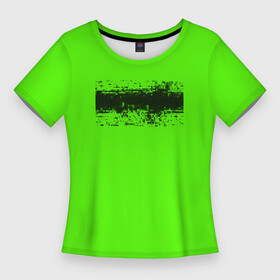 Женская футболка 3D Slim с принтом Гранж зеленый в Кировске,  |  | кислотные костюмы | кислотные цвета | неон | флуоресцентные принты