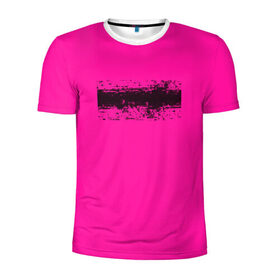 Мужская футболка 3D спортивная с принтом Гранж розовый в Кировске, 100% полиэстер с улучшенными характеристиками | приталенный силуэт, круглая горловина, широкие плечи, сужается к линии бедра | кислотные костюмы | кислотные цвета | неон | флуоресцентные принты