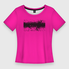 Женская футболка 3D Slim с принтом Гранж розовый в Кировске,  |  | Тематика изображения на принте: кислотные костюмы | кислотные цвета | неон | флуоресцентные принты