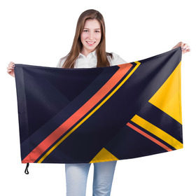 Флаг 3D с принтом Футуристические линии в Кировске, 100% полиэстер | плотность ткани — 95 г/м2, размер — 67 х 109 см. Принт наносится с одной стороны | желтый | синий | черный