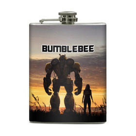 Фляга с принтом BUMBLEBEE в Кировске, металлический корпус | емкость 0,22 л, размер 125 х 94 мм. Виниловая наклейка запечатывается полностью | bumblebee | автобот | бамблби | герой | камаро | прайм | робот | трансформеры | фильм | шевроле