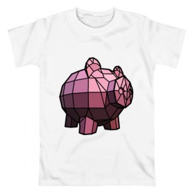 Мужская футболка хлопок с принтом Геометрическая свинка в Кировске, 100% хлопок | прямой крой, круглый вырез горловины, длина до линии бедер, слегка спущенное плечо. | 