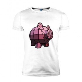 Мужская футболка премиум с принтом Геометрическая свинка в Кировске, 92% хлопок, 8% лайкра | приталенный силуэт, круглый вырез ворота, длина до линии бедра, короткий рукав | 