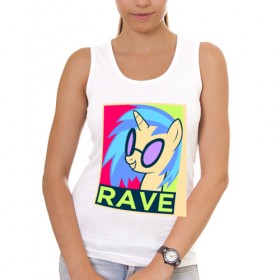 Женская майка хлопок с принтом DJ Pon-3 RAVE в Кировске, 95% хлопок, 5% эластан |  | Тематика изображения на принте: dj pon 3 | mlp | my little pony | pony | rave | vinyl scratch | винил скрэтч | млп | мой маленький пони | пони | рейв