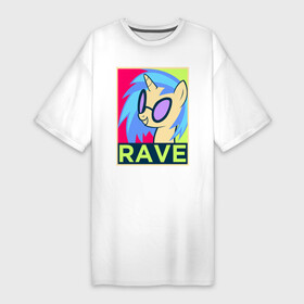 Платье-футболка хлопок с принтом DJ Pon 3 RAVE в Кировске,  |  | dj pon 3 | mlp | my little pony | pony | rave | vinyl scratch | винил скрэтч | млп | мой маленький пони | пони | рейв