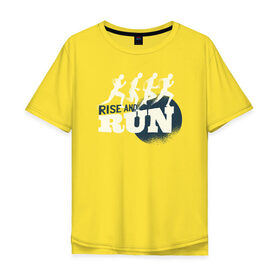 Мужская футболка хлопок Oversize с принтом Вставай и Беги в Кировске, 100% хлопок | свободный крой, круглый ворот, “спинка” длиннее передней части | run | бег | пробежка