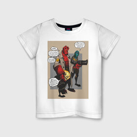 Детская футболка хлопок с принтом hellboy в Кировске, 100% хлопок | круглый вырез горловины, полуприлегающий силуэт, длина до линии бедер | heroes | super | супергерой | хелбой | хеллбой