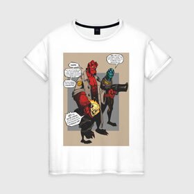 Женская футболка хлопок с принтом hellboy в Кировске, 100% хлопок | прямой крой, круглый вырез горловины, длина до линии бедер, слегка спущенное плечо | heroes | super | супергерой | хелбой | хеллбой