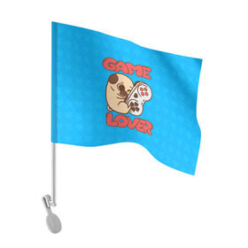 Флаг для автомобиля с принтом Мопс Геймер в Кировске, 100% полиэстер | Размер: 30*21 см | gamer | pug | игры | любитель