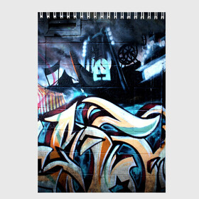 Скетчбук с принтом GRAFFITY в Кировске, 100% бумага
 | 48 листов, плотность листов — 100 г/м2, плотность картонной обложки — 250 г/м2. Листы скреплены сверху удобной пружинной спиралью | graffity | paint | street art | urban | город | граффити | искусство | кирпичи | краски | рисунки | стена | улицы | уличное искусство