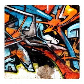 Магнитный плакат 3Х3 с принтом Граффити в Кировске, Полимерный материал с магнитным слоем | 9 деталей размером 9*9 см | grafity | paint | street art | urban | город | граффити | искусство | кирпичи | краски | рисунки | стена | улицы | уличное искусство