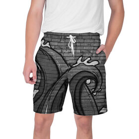Мужские шорты 3D с принтом Волны Граффити в Кировске,  полиэстер 100% | прямой крой, два кармана без застежек по бокам. Мягкая трикотажная резинка на поясе, внутри которой широкие завязки. Длина чуть выше колен | 