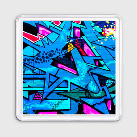 Магнит 55*55 с принтом GRAFFITY в Кировске, Пластик | Размер: 65*65 мм; Размер печати: 55*55 мм | Тематика изображения на принте: grafity | paint | street art | urban | город | граффити | искусство | кирпичи | краски | рисунки | стена | улицы | уличное искусство