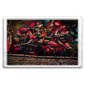 Магнит 45*70 с принтом disquared urban graffity в Кировске, Пластик | Размер: 78*52 мм; Размер печати: 70*45 | grafity | paint | street art | urban | город | граффити | искусство | кирпичи | краски | рисунки | стена | улицы | уличное искусство