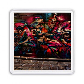 Магнит 55*55 с принтом disquared urban graffity в Кировске, Пластик | Размер: 65*65 мм; Размер печати: 55*55 мм | grafity | paint | street art | urban | город | граффити | искусство | кирпичи | краски | рисунки | стена | улицы | уличное искусство