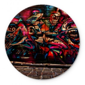 Коврик круглый с принтом disquared urban graffity в Кировске, резина и полиэстер | круглая форма, изображение наносится на всю лицевую часть | grafity | paint | street art | urban | город | граффити | искусство | кирпичи | краски | рисунки | стена | улицы | уличное искусство