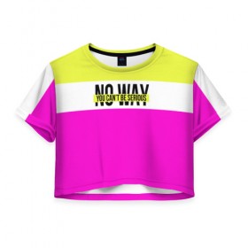 Женская футболка 3D укороченная с принтом Serious розовый в Кировске, 100% полиэстер | круглая горловина, длина футболки до линии талии, рукава с отворотами | кислотные костюмы | кислотные цвета | неон | флуоресцентные принты