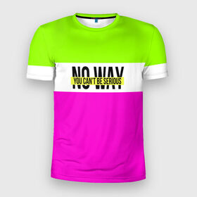 Мужская футболка 3D спортивная с принтом Serious зелено-розовый в Кировске, 100% полиэстер с улучшенными характеристиками | приталенный силуэт, круглая горловина, широкие плечи, сужается к линии бедра | кислотные костюмы | кислотные цвета | неон | флуоресцентные принты