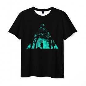 Мужская футболка 3D с принтом Таинственный лес в Кировске, 100% полиэфир | прямой крой, круглый вырез горловины, длина до линии бедер | Тематика изображения на принте: кислотные костюмы | кислотные цвета | неон | флуоресцентные принты